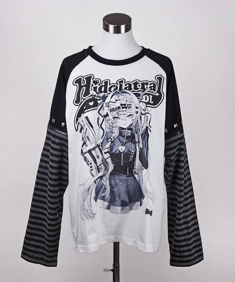《3wayイラストラグランTシャツ》GRAY BORDER