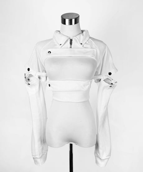 《胸空きミニ丈ジャージ》WHITE