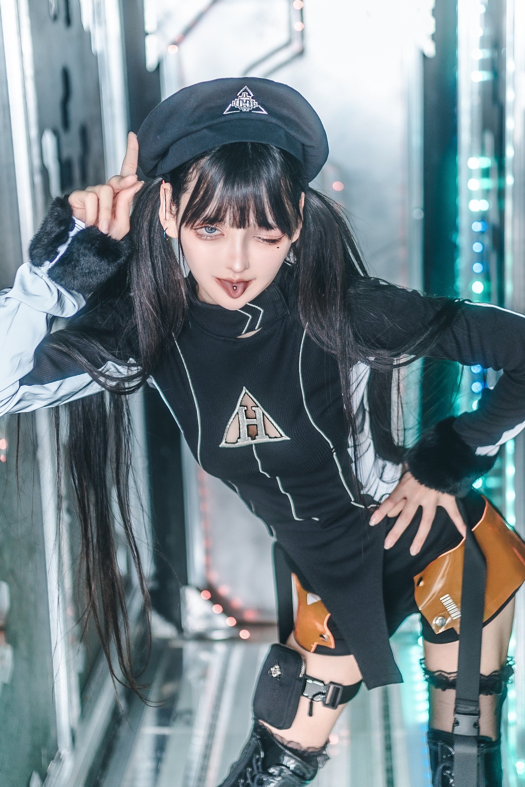 テオドール　ブランドロゴベレー帽　BLACK original