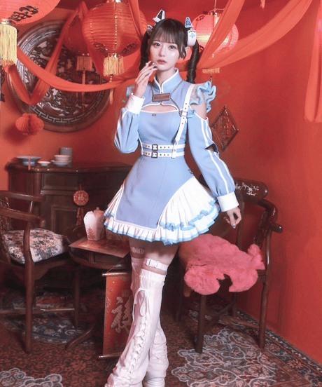 《チャイナメイドワンピース》SAX❤︎再販❤︎
