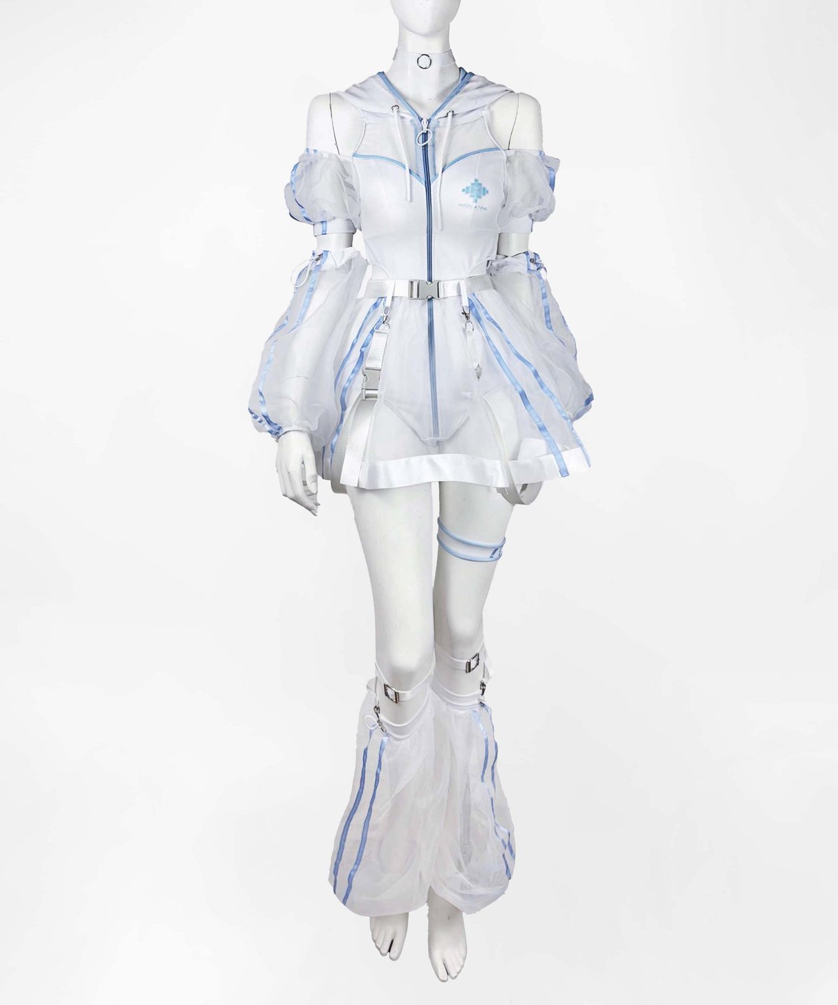 サイバーパーカーワンピース水着》WHITE | HIDOLATRAL THEODOL