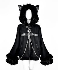 イドラタールテオドール ダメージショート猫耳パーカー I.GRAY fit