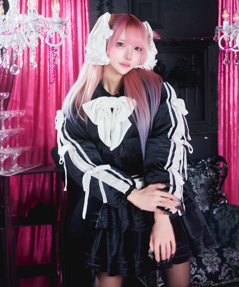 うさちゃん Darich オープンリボンTシャツ WHT セール】「新色追加」レース付きリボンプリントニッチシンプル半袖T