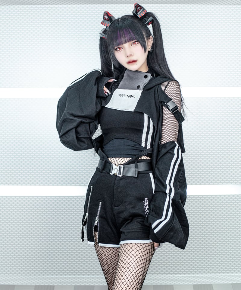 スポーツショートパーカー》BLACK | HIDOLATRAL THEODOL スポーツショートパーカー》BLACK | HIDOLATRAL THEODOL