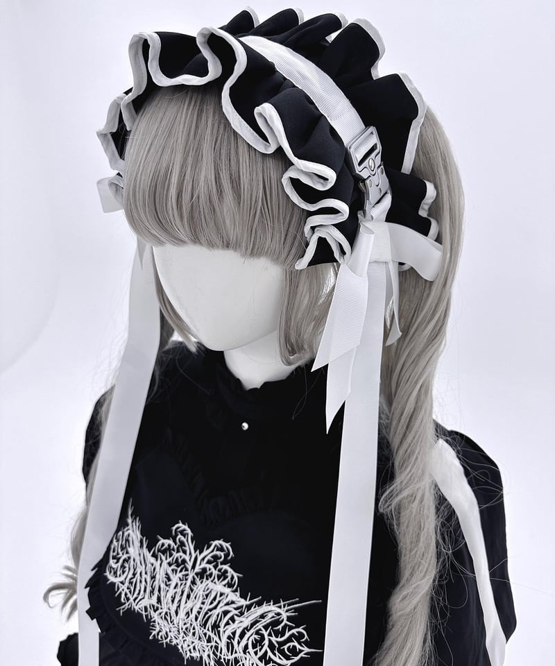 hidolatral theodol ヘッドドレス 黒×白 ジャージバックルヘッドドレス》BLACK | HIDOLATRAL THEODOL