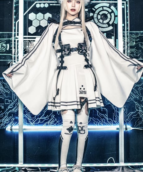 《サイバーニーハイブーツソックス》A(白×黒ライン)