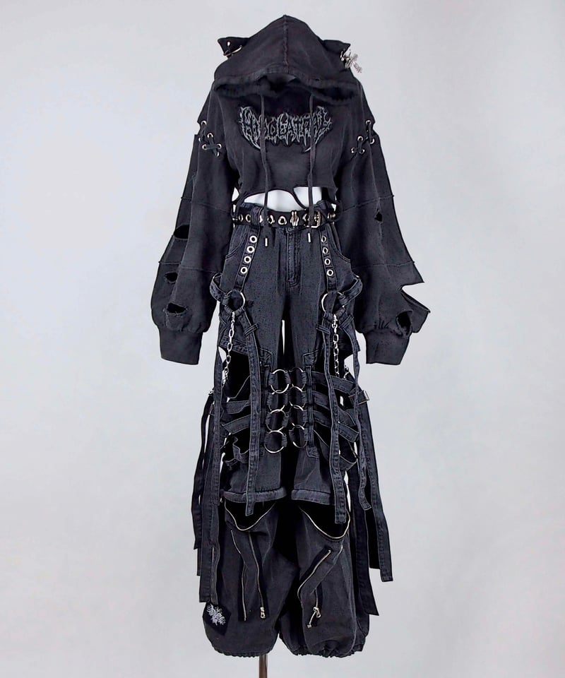 新品　イドラタールテオドール　ボンテージデニムパンツ　黒　ユニセックス　地雷系 新品 イドラタールテオドール ボンテージデニムパンツ 黒 ユニ