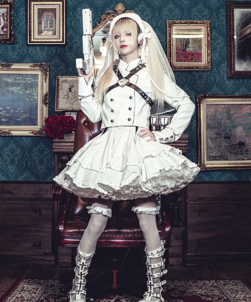 HIDOLATRAL THEODOL 拘束十字架軍服ジャケット　WHITE 拘束十字架軍服ジャケット》WHITE | HIDOLATRAL THEODOL