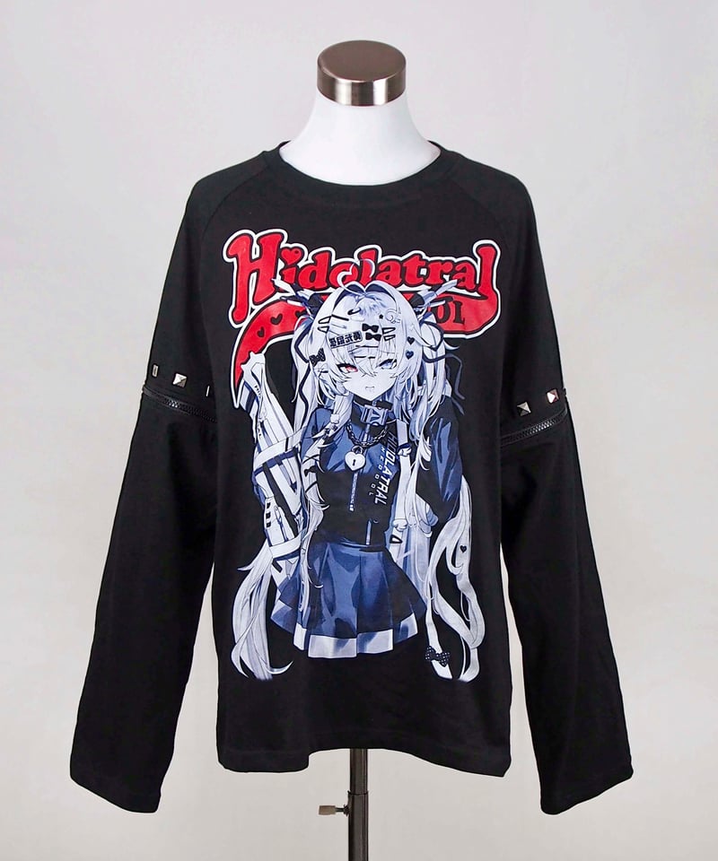 3wayイラストラグランTシャツ》BLACK | HIDOLATRAL THEODOL