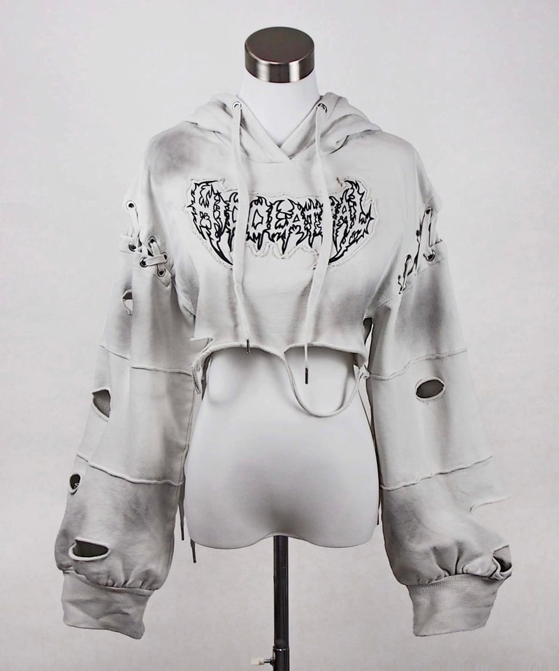 イドラタールテオドール ダメージショート猫耳パーカー I.GRAY ダメージショート猫耳パーカー》I.GRAY | HIDOLATRAL THEODOL