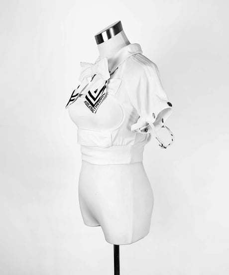 《胸空きミニ丈ジャージ》WHITE