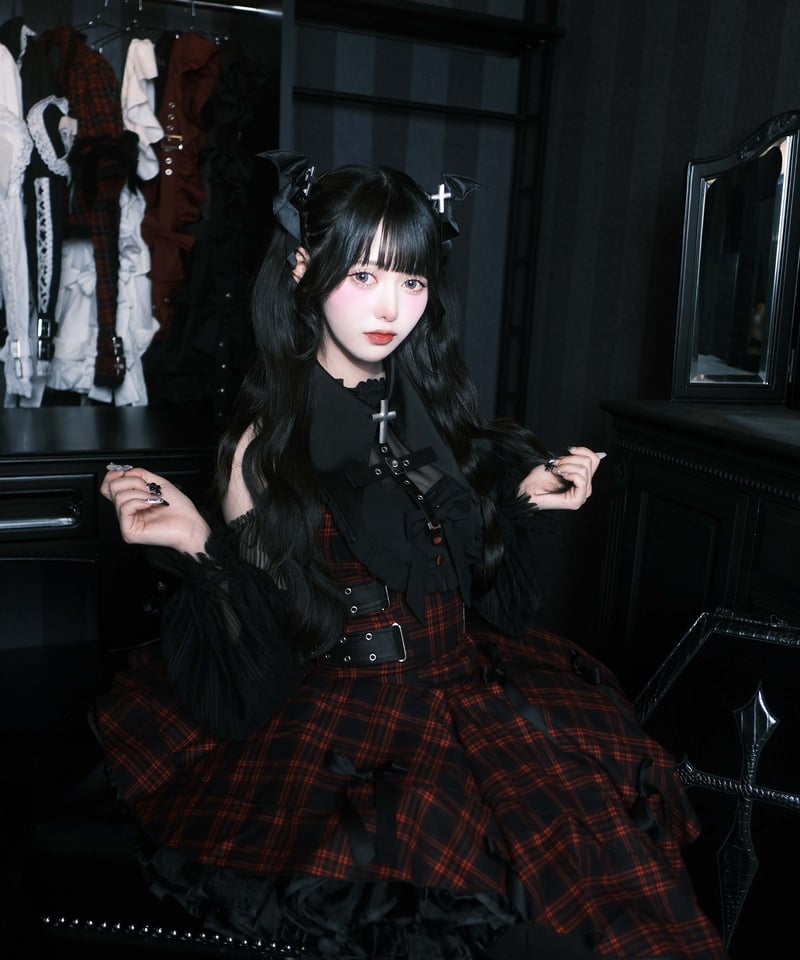 DustDevil ダストデビル チェックフリルオールインワンピース レッド チェックフリルオールインワンピース🌪️ 「 red / blue 」 ¥23,980