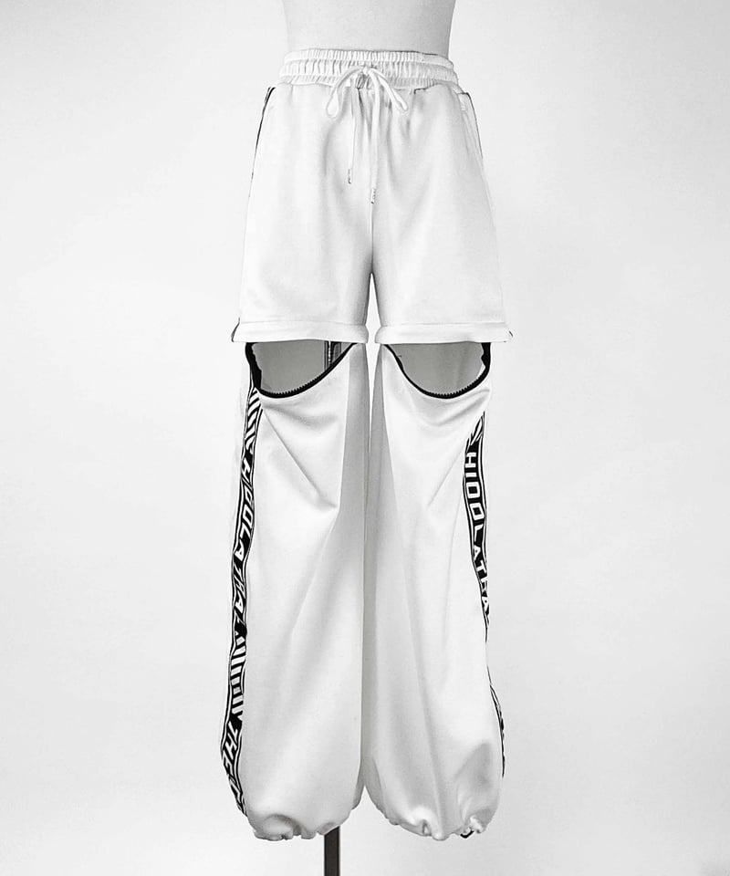 ciatre ロゴ入りホワイトパンツ　track pants ブランドロゴジャージ2wayパンツ》WHITE | HIDOLATRAL THEODOL