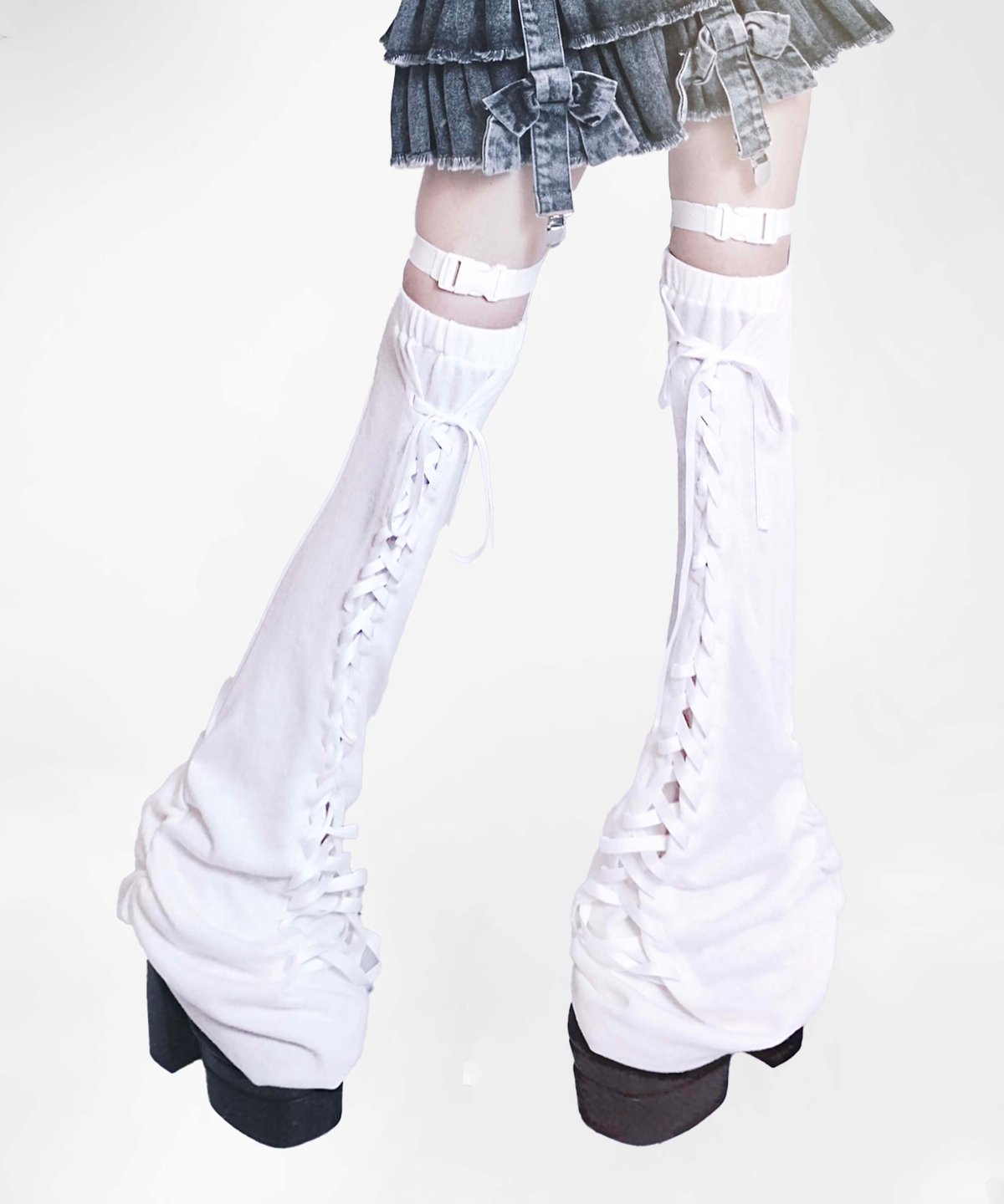 ニーハイブーツレッグウォーマー》WHITE | HIDOLATRAL THEODOL