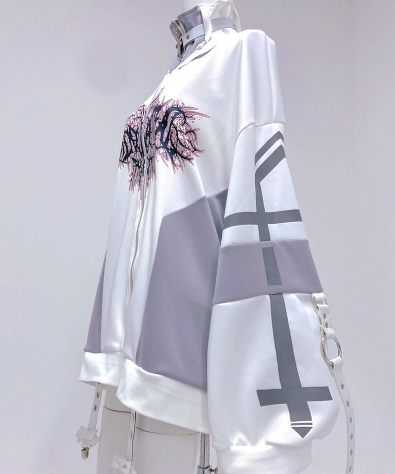 注目■MINJUKIM■大人気アイテム ラウンドシャーリングジャージ 近未来メタルジャージ》WHITE | HIDOLATRAL THEODOL