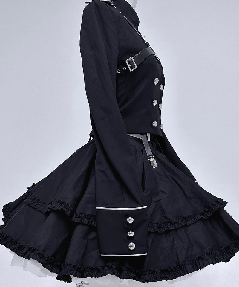 【MILKBOY】希少　テーラードジャケット　パンク系　ドクロ　十字架　ブラック 拘束十字架軍服ジャケット》BLACK | HIDOLATRAL THEODOL