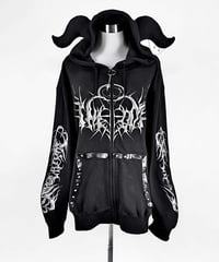 再販《ダメージショート猫耳パーカー》BLACK | HIDOLATRAL THEODOL