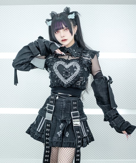 《リボンデニムアームカバー》BLACK