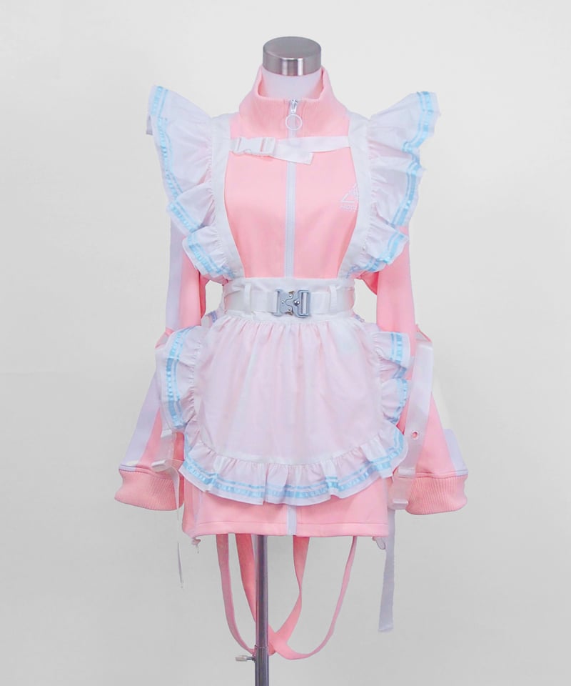 B02734 FU-ra ベルトエプロン オフホワイト×パープル B02734 FU-ra ベルトエプロン オフホワイト×パープル