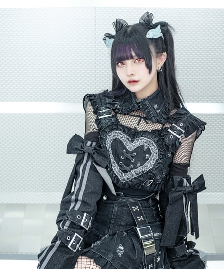 《y2kデニムハートビスチェ》BLACK