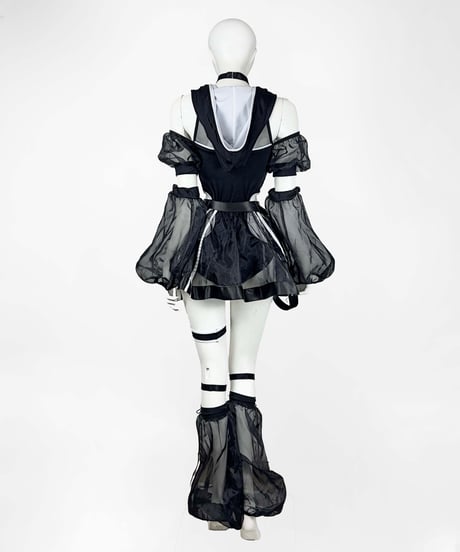 《サイバーパーカーワンピース水着》BLACK