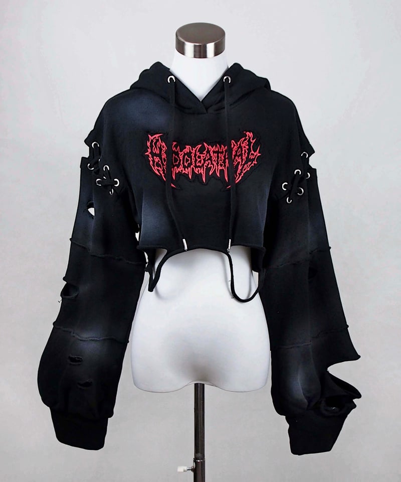 ダメージショート猫耳パーカー》BLACK | HIDOLATRAL THEODOL ダメージショート猫耳パーカー》BLACK | HIDOLATRAL THEODOL