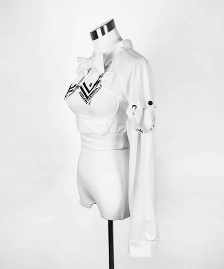 《胸空きミニ丈ジャージ》WHITE