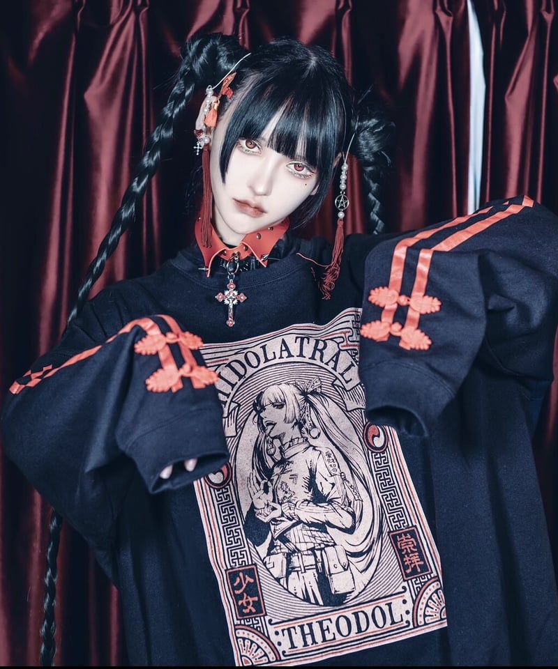 少女崇拝チャイナスウェット》BLACK | HIDOLATRAL THEODOL