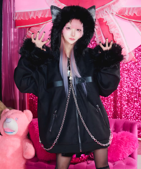 《オオカミファーコート》BLACK