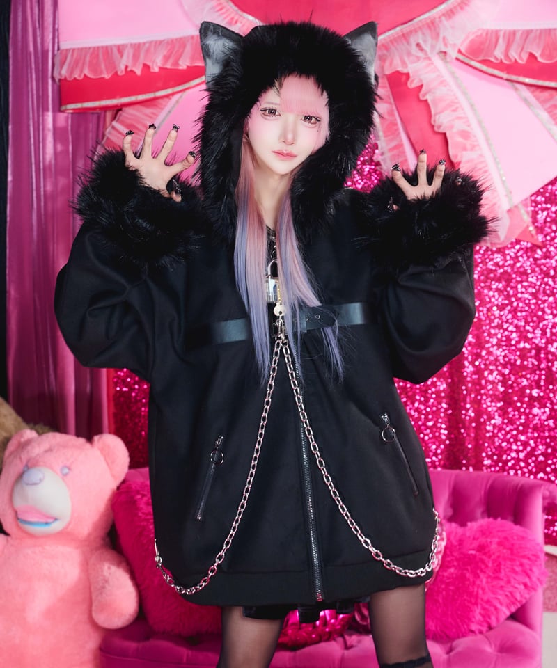 オオカミファーコート》BLACK | HIDOLATRAL THEODOL