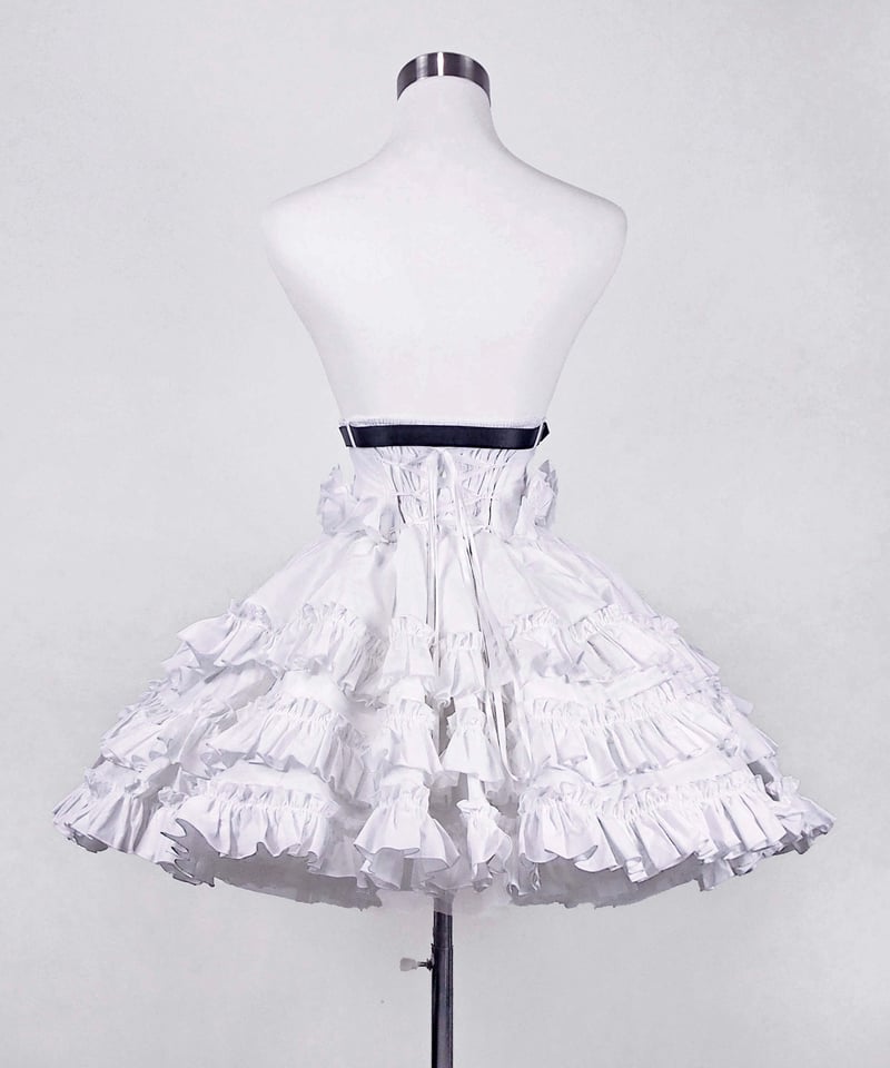 値下げ　HEIHEI フリルトラックドレス　WHITE ジャージドレス プリーツAライン ジャージー ベアトップドレス ホワイト