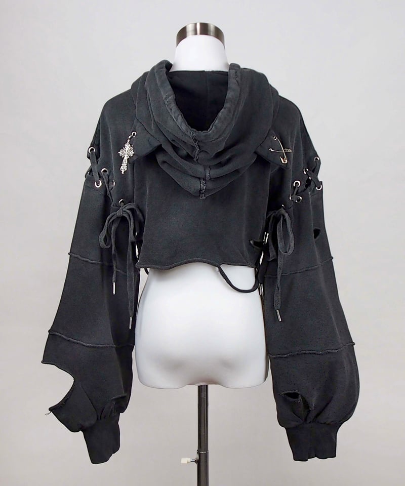 再販《ダメージショート猫耳パーカー》D.GRAY | HIDOLATRAL THEODOL