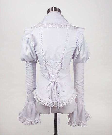 《ヨーク襟パフスリーブブラウス》WHITE