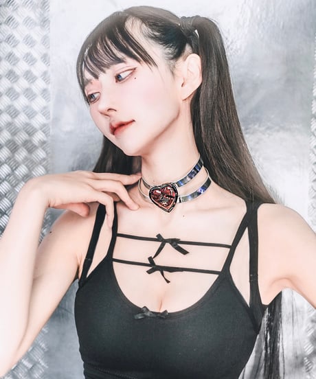 《ブランドロゴハートチョーカー》RED