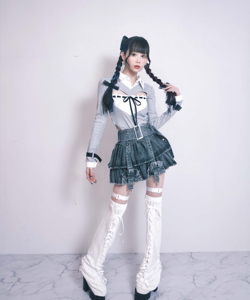 ニーハイブーツレッグウォーマー》WHITE | HIDOLATRAL THEODOL