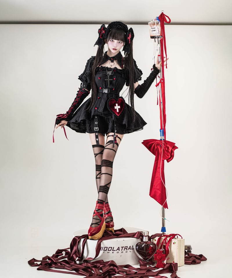 退廃ガーゼナースセットアップ》BLACK | HIDOLATRAL THEODOL