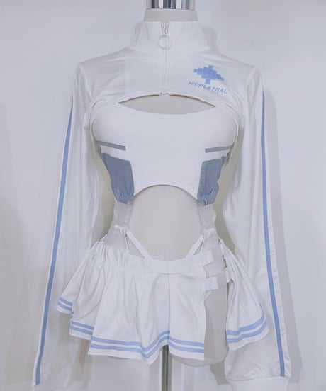 《サイバージャージスイムウェア/ラッシュガード&スカート 》WHITE