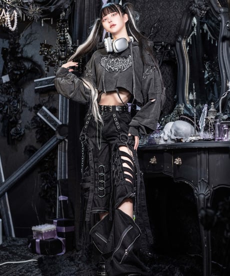 《ボンテージデニムパンツ》BLACK