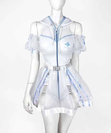 《サイバーパーカーワンピース水着》WHITE