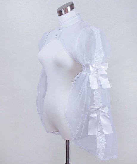 《リボンレース姫袖ボレロ》WHITE