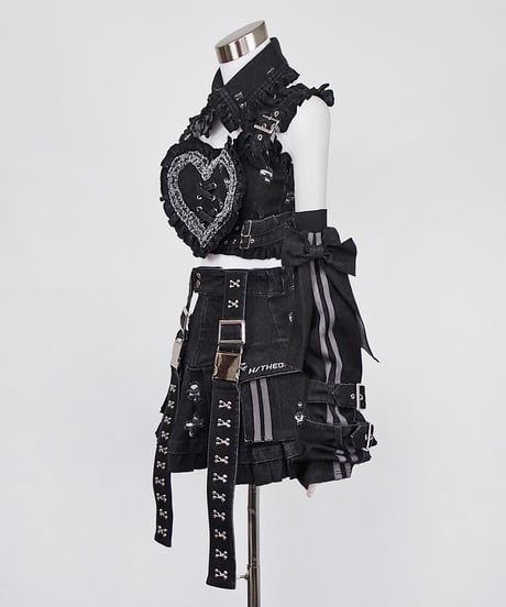 《y2kデニムハートビスチェ》BLACK
