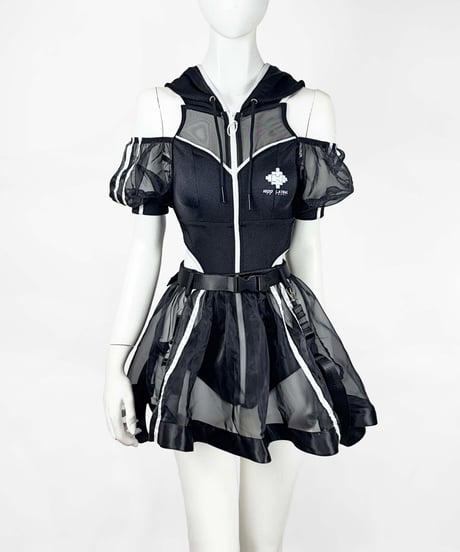 《サイバーパーカーワンピース水着》BLACK