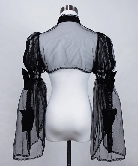 《リボンレース姫袖ボレロ》BLACK