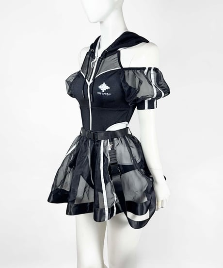 《サイバーパーカーワンピース水着》BLACK