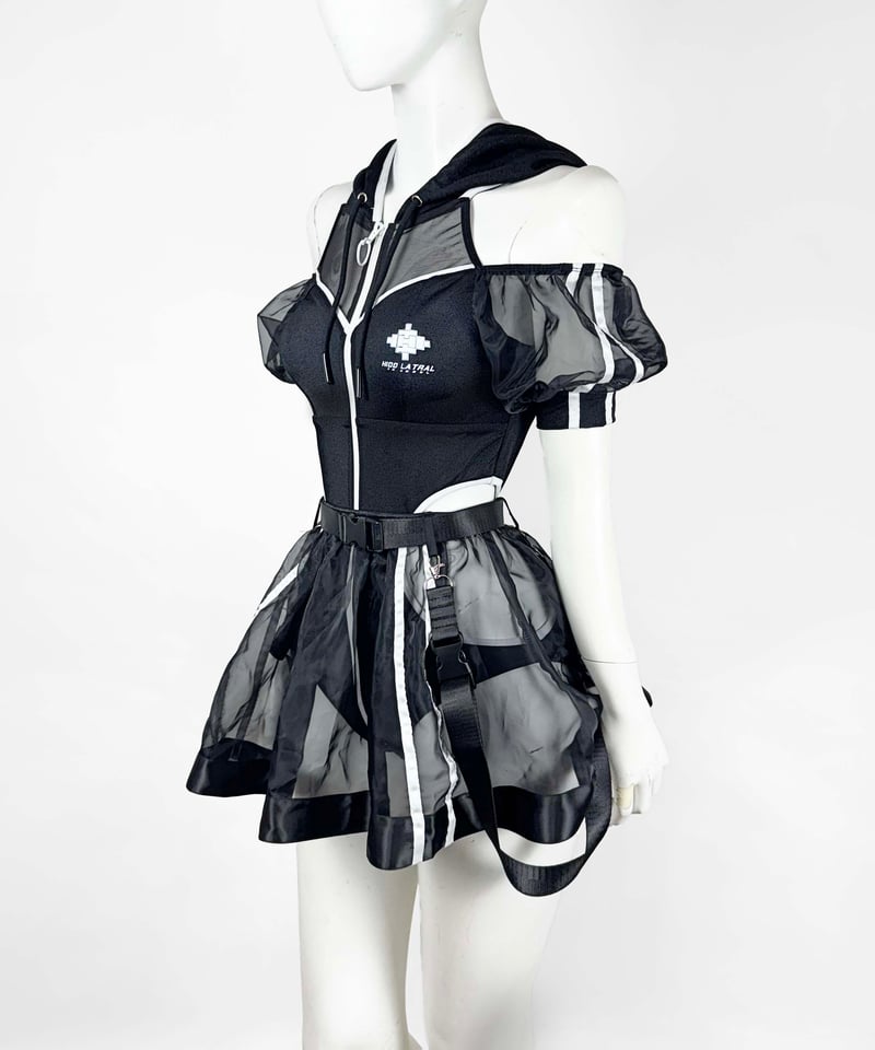 サイバーパーカーワンピース水着》BLACK | HIDOLATRAL THEODOL