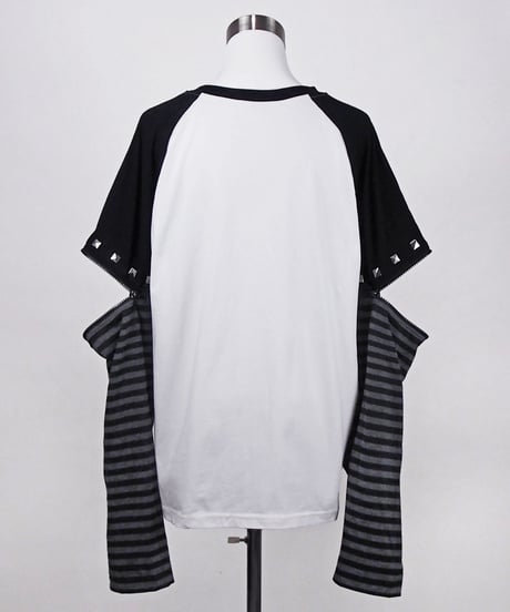 《3wayイラストラグランTシャツ》GRAY BORDER