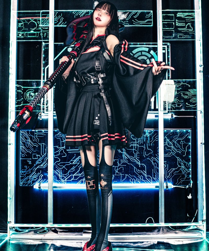 機械少女着物ジャージセットアップ》BLACK | HIDOLATRAL THEODOL