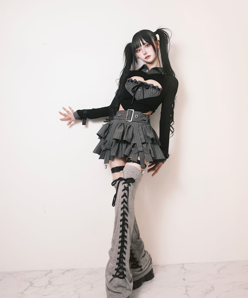 HIDOLATRAL THEODOL y2kデニムスカートBLACK L y2kデニムスカート》BLACK | HIDOLATRAL THEODOL