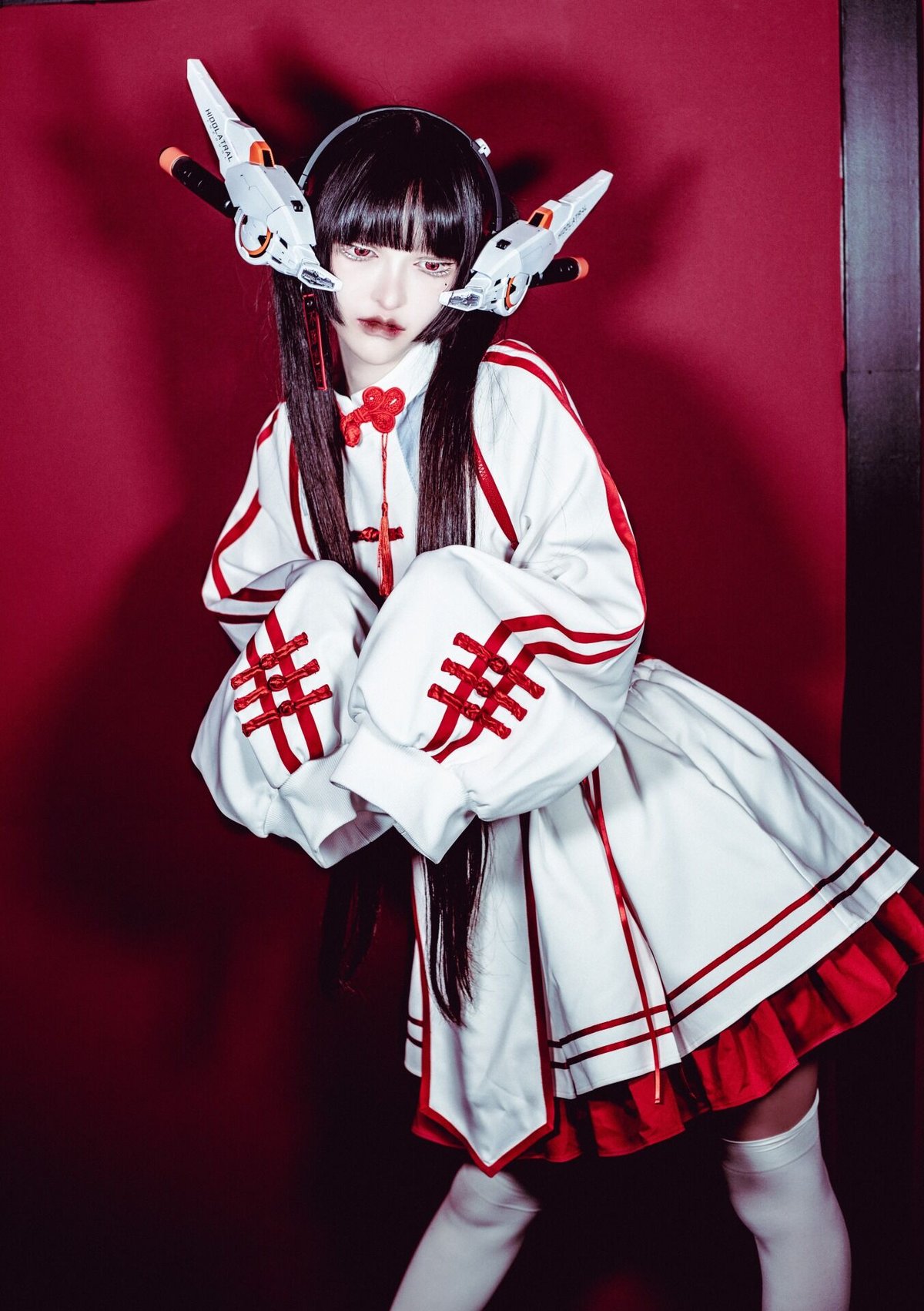 にゃんにゃ　　フリル チャイナ レイヤード　スカート China-Jerseylolita Setup》スカート（White） | HIDOLAT