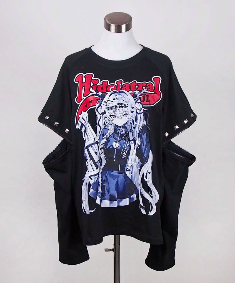 3wayイラストラグランTシャツ》BLACK | HIDOLATRAL THEODOL